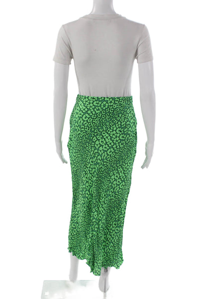 Whistles Women Midi Skirt Green Animal Print Viscose Zip Size 8