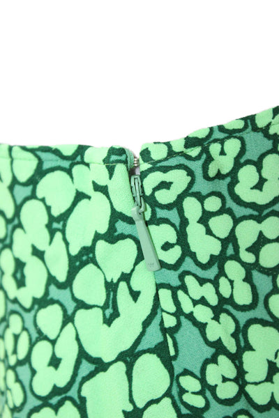 Whistles Women Midi Skirt Green Animal Print Viscose Zip Size 8