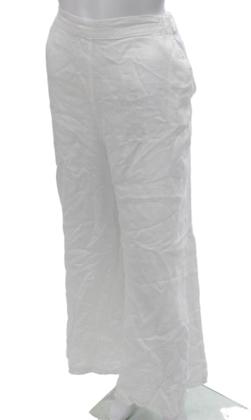 CP Shades Women White Linen Pull On Pants Size L