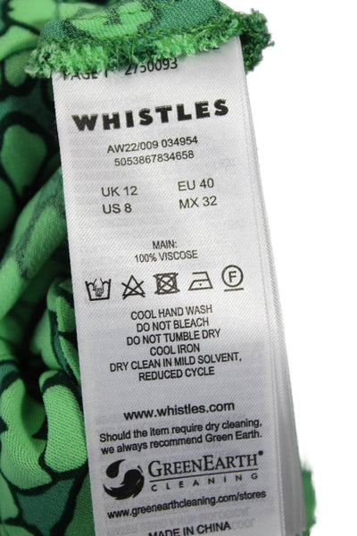 Whistles Women Midi Skirt Green Animal Print Viscose Zip Size 8