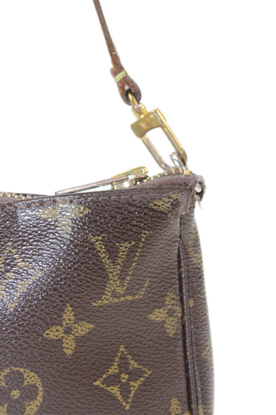 Louis Vuitton Womens Monogram Coated Canvas Pochette Handbag Brown