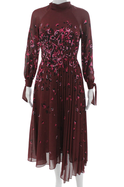 Whistles Womens Fit & Flare Red High Neck Long Sleeve Knee Length Dress Size 0