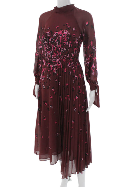 Whistles Womens Fit & Flare Red High Neck Long Sleeve Knee Length Dress Size 0