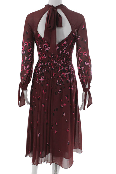 Whistles Womens Fit & Flare Red High Neck Long Sleeve Knee Length Dress Size 0
