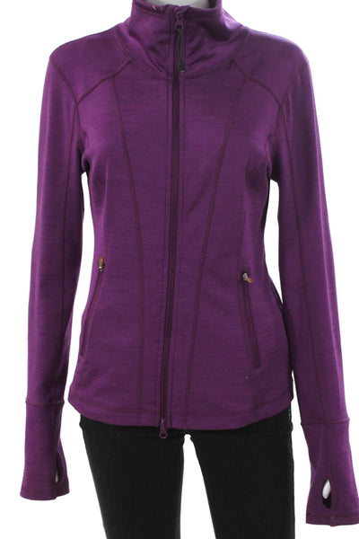 Zella Womens Purple Nylon Track Jacket Zip Front Long Sleeve Size M