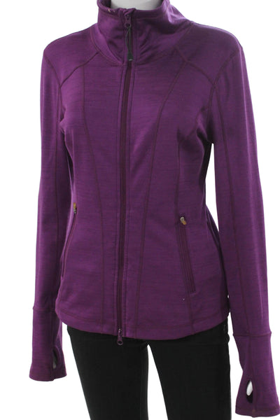 Zella Womens Purple Nylon Track Jacket Zip Front Long Sleeve Size M
