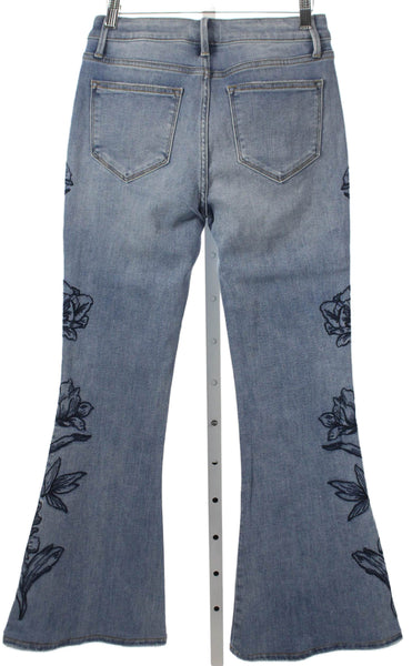 Driftwood Womens Flared Jeans Blue Floral Cotton High Rise Inseam 29 Size 26