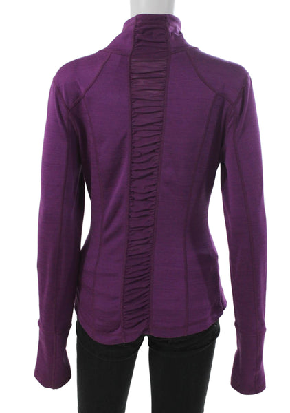 Zella Womens Purple Nylon Track Jacket Zip Front Long Sleeve Size M
