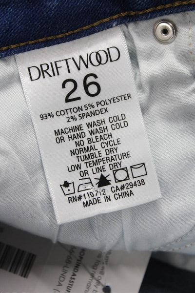 Driftwood Womens Flared Jeans Blue Floral Cotton High Rise Inseam 29 Size 26