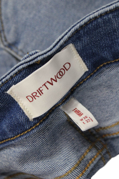 Driftwood Womens Flared Jeans Blue Floral Cotton High Rise Inseam 29 Size 26