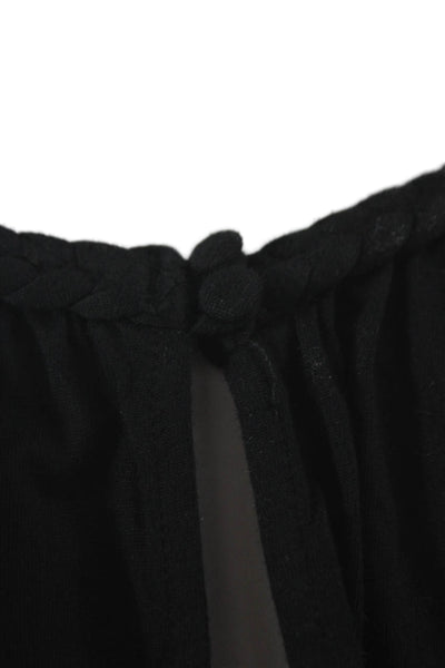 Soft Joie Womens Black Halter Cotton Sleeveless Romper Button Size L