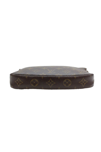 Louis Vuitton Womens Monogram Coated Canvas Pochette Handbag Brown