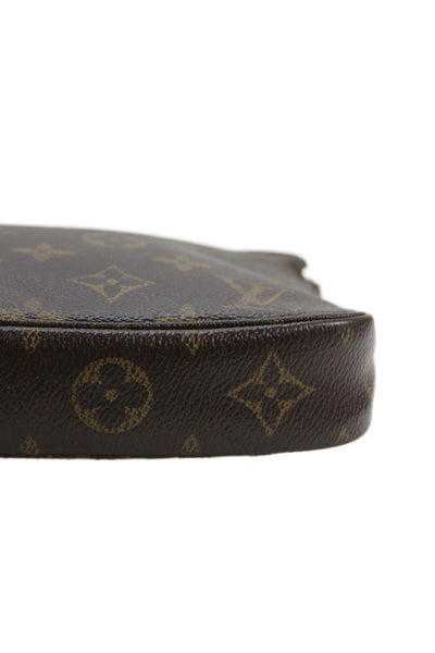 Louis Vuitton Womens Monogram Coated Canvas Pochette Handbag Brown