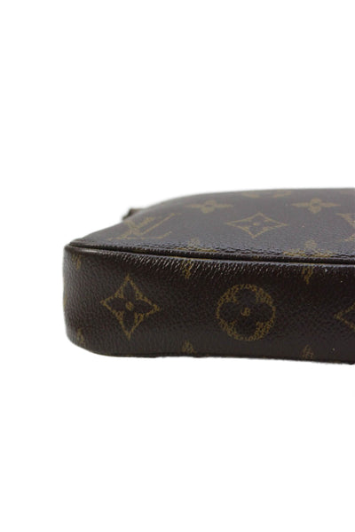 Louis Vuitton Womens Monogram Coated Canvas Pochette Handbag Brown