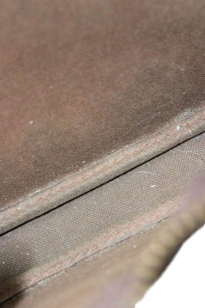 Louis Vuitton Womens Monogram Coated Canvas Pochette Handbag Brown