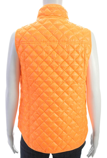 J Crew Womens Quilted Orange Snap Polyester Sleeveless Vest Size 8