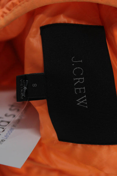 J Crew Womens Quilted Orange Snap Polyester Sleeveless Vest Size 8