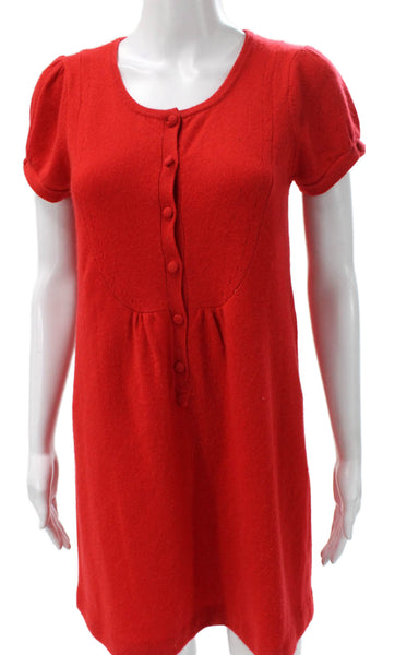 Christiane Celle Womens Red Cashmere Blend Sweater Dress Short Sleeve Size S