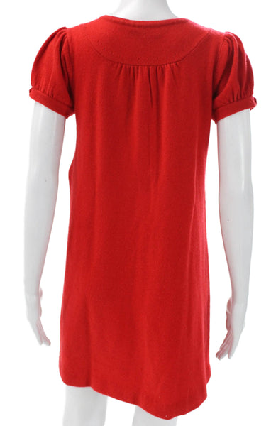 Christiane Celle Womens Red Cashmere Blend Sweater Dress Short Sleeve Size S