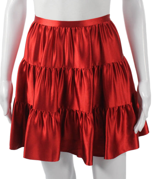 Joseph Women Flare Silk Short Skirt Red Zip Size 42