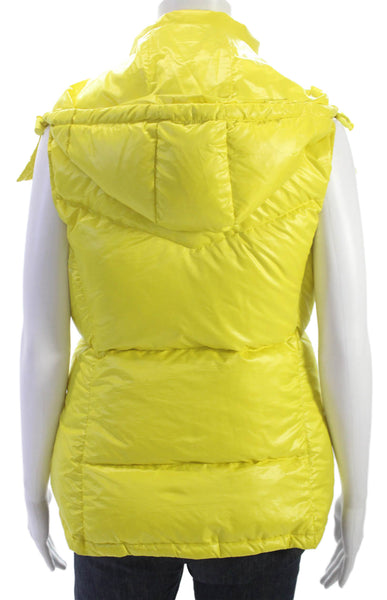 J Crew Womens Puffer Jacket Yellow Polyester Zip Sleeveless Solid Fall Size M