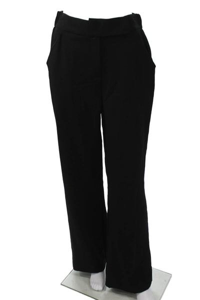 Theo Womens Dress Pants Black Button Cotton Size M