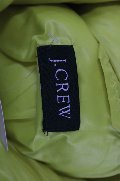 J Crew Womens Puffer Jacket Yellow Polyester Zip Sleeveless Solid Fall Size M