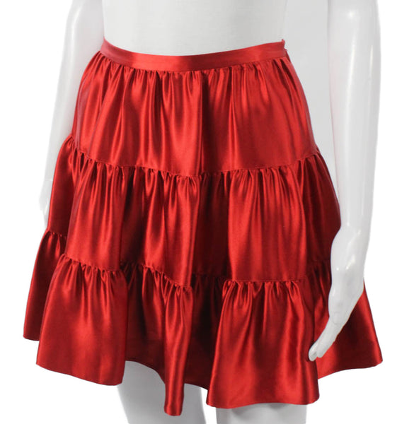 Joseph Women Flare Silk Short Skirt Red Zip Size 42