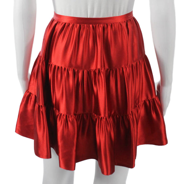 Joseph Women Flare Silk Short Skirt Red Zip Size 42