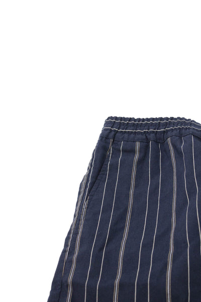 Zara Men Bermuda Shorts Blue Cotton Striped Drawstring Size S