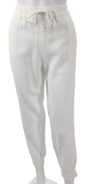 Joie Womens White Linen Jogger Pants Drawstring Size L