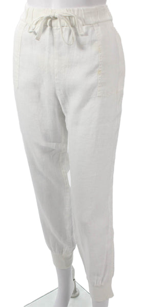 Joie Womens White Linen Jogger Pants Drawstring Size L