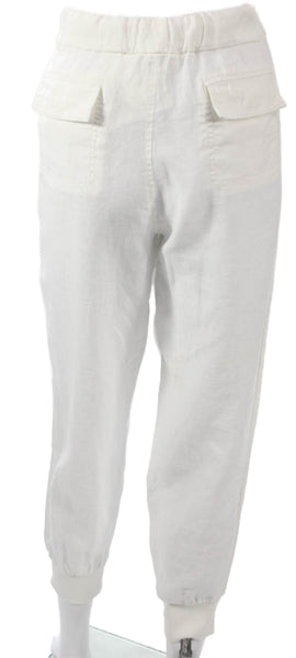 Joie Womens White Linen Jogger Pants Drawstring Size L