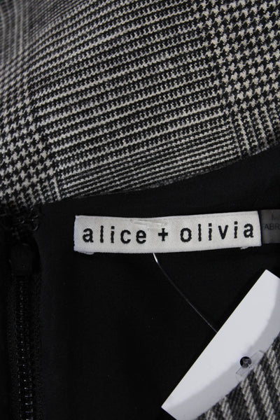 Alice + Olivia Womens Shift Dress Gray Plaid Short Sleeve Zip Mini Size 6