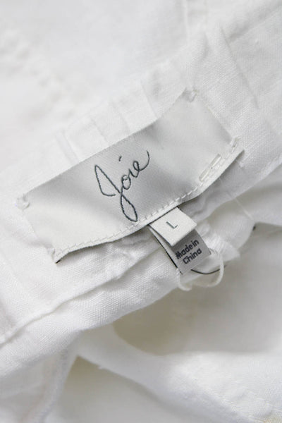Joie Womens White Linen Jogger Pants Drawstring Size L