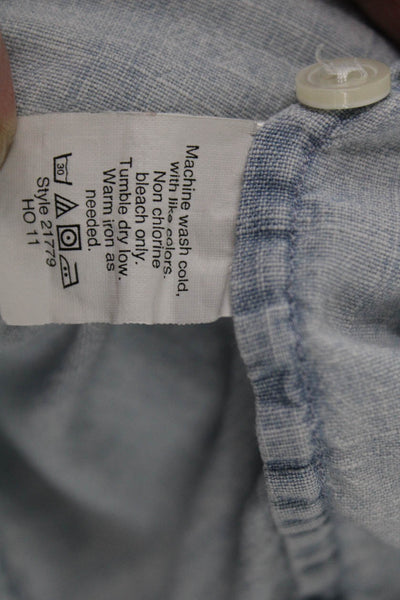 J Crew Women Collared Button-Up Top Blue Cotton Long Sleeve Size M