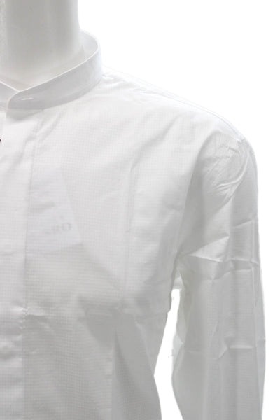 Atelier Munro Mens White Check Cotton Button-Up Dress Shirt Long Sleeve Size 43