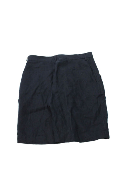 Zara Women Bermuda Shorts Blue Linen Button Size S