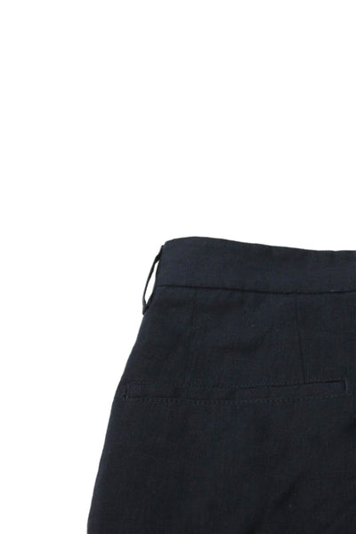 Zara Women Bermuda Shorts Blue Linen Button Size S