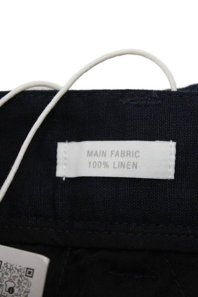 Zara Women Bermuda Shorts Blue Linen Button Size S