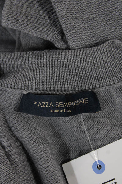 Piazza Sempione Women Gray Wool Blend Sweater Dress Crew Neck 3/4 Sleeve Size S
