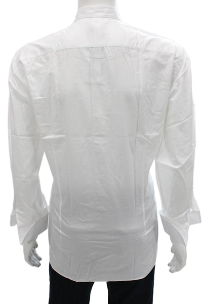 Atelier Munro Mens White Check Cotton Button-Up Dress Shirt Long Sleeve Size 43