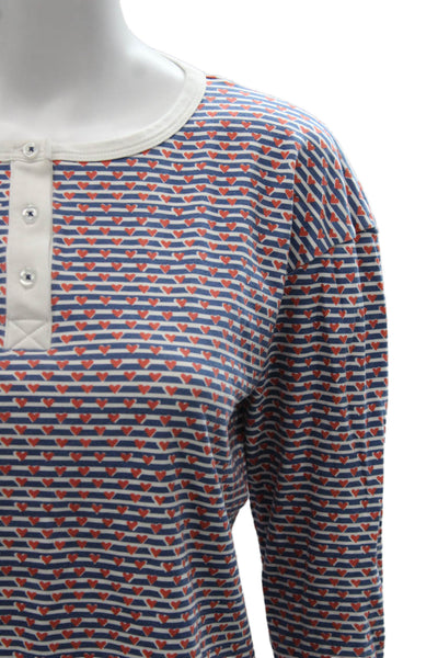 Joy Street Women Striped Pima Cotton Henley T-Shirt Long Sleeve Size XS
