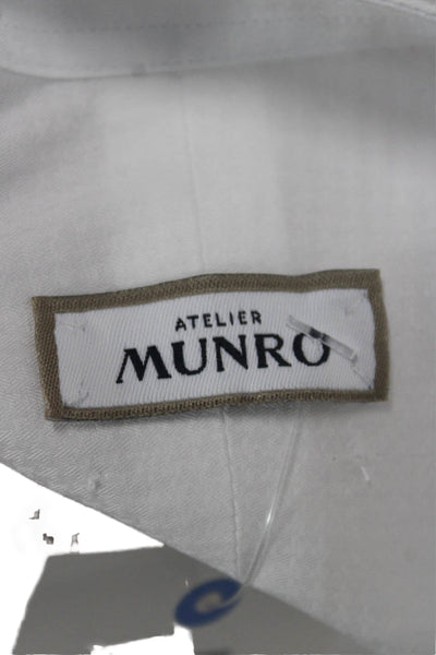 Atelier Munro Mens White Check Cotton Button-Up Dress Shirt Long Sleeve Size 43