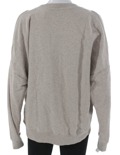 Allsaints Women Pullover Sweatshirt Beige Cotton Crew Neck Long Sleeve Size S