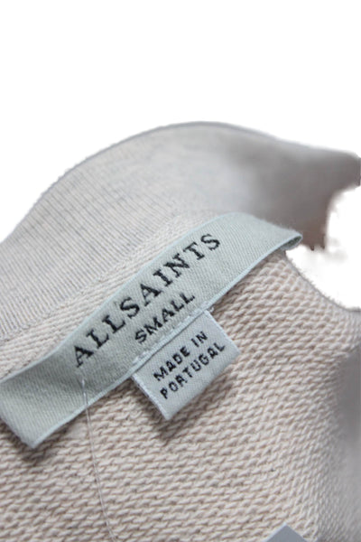 Allsaints Women Pullover Sweatshirt Beige Cotton Crew Neck Long Sleeve Size S