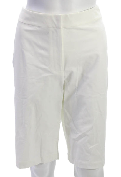 Lafayette 148 New York Womens Bermuda Pants White Cotton Size 10