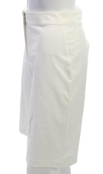 Lafayette 148 New York Womens Bermuda Pants White Cotton Size 10