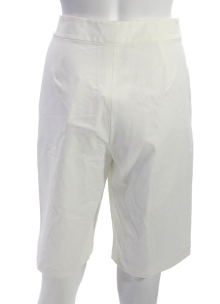 Lafayette 148 New York Womens Bermuda Pants White Cotton Size 10