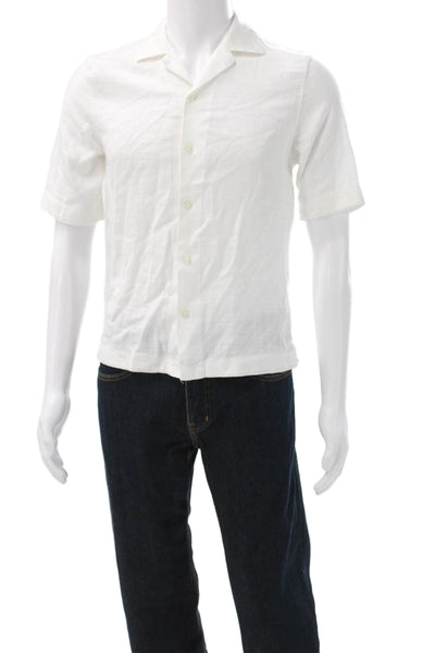 Zara Mens Collared Casual Button Down Short Sleeve Shirt White Size S